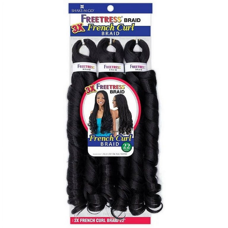Freetress Braid Synthetic Hair Braid - 3X French Curl 22 (Color:1 JET  BLACK) 