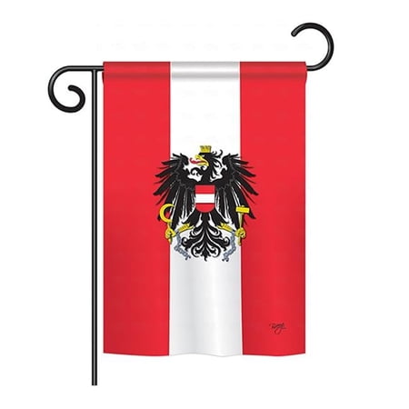 Breeze Decor BD-CY-GS-108119-IP-BO-D-US13-BD 13 x 18.5 in. Austria Flags of the World Nationality Impressions Decorative Vertical Double Sided Garden Flag Set with Banner Pole