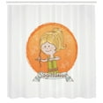 thumbnail image 3 of Zodiac Sagittarius Shower Curtain, Cartoon Style Girl on a Warm Colored Background with Lines Zodiac Banner, Fabric Bathroom Set with Hooks, 69W X 75L Inches Long, Multicolor, by Ambesonne, 3 of 3
