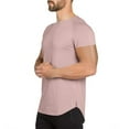 thumbnail image 2 of Mens Shirts Short Sleeve, Mens Hipster Longline T-Shirt Drop Cut Scallop Long Tail Slim Fit Bodybuilding Gym Muscle Workout Tee, 2 of 7