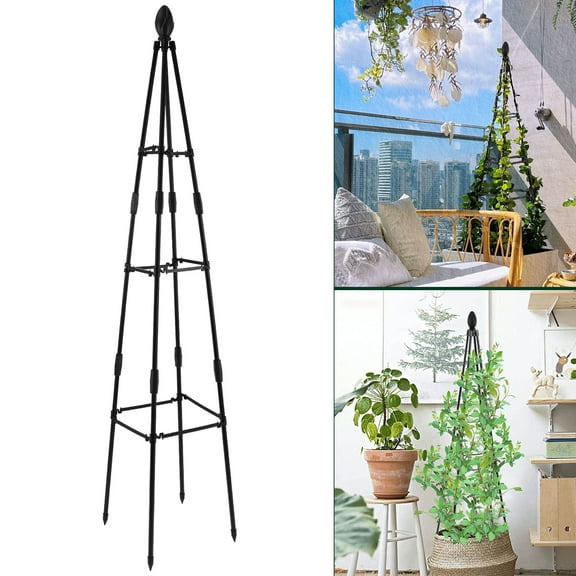 Garden Trellis Metal Garden Obelisk Supports Rustproof Flower Stand Trellis Adjustable Vegetables Obelisk Towers Cross Arm Design Plants Support Trellis for Tomato Cucumber