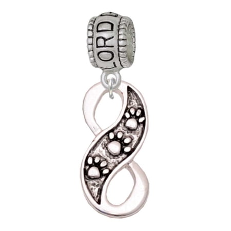Delight Jewelry Silvertone Paw Prints Infinity Lord Guide Me Charm Bead