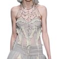 thumbnail image 1 of Camisetas Sin Mangas + Mini Falda Y2K Mujeres Ruffles Mesh Top Tassel plisado Moda Sexy Tanks Tops (tops Grey S) Cgtredaw Para estrenar, 1 of 1