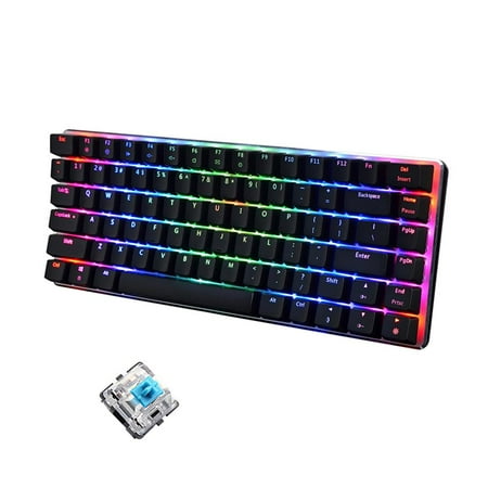 UK Layout 60% Mechanisch Gaming Toetsenbord Type C Bedraad 61 Toetsen LED Backlit USB Waterdicht Toetsenbord 14 Chroma RGB Backlight Volledige Anti-ghosting Toetsen (Zwart/Bruine Schakelaar