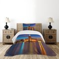 thumbnail image 4 of Ambesonne European Quilted Bedspread Set 2 Pcs, Stockholm Scenic Night, Twin Size, Blue Cinnamon Mauve, 4 of 5