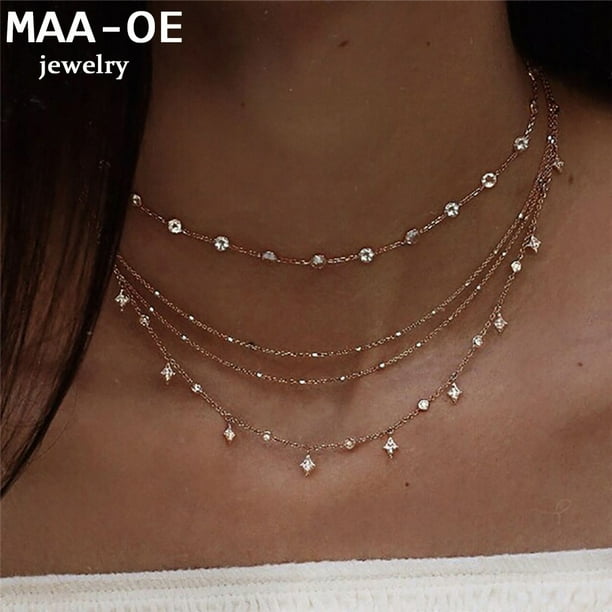 Collares con colgante de estrellas de cristal de Color dorado nuevo para mujer collar 2020 multinivel para mujer joyeria Vintage Bohemia regalo de boda Tan Jianjun unisex Bodega Aurrera en linea