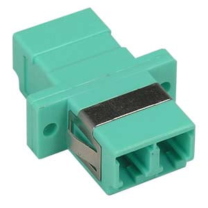 ACCL LC/UPC Multimode Duplex Fiber Optic Coupler with Flange, Aqua, 5 Pack