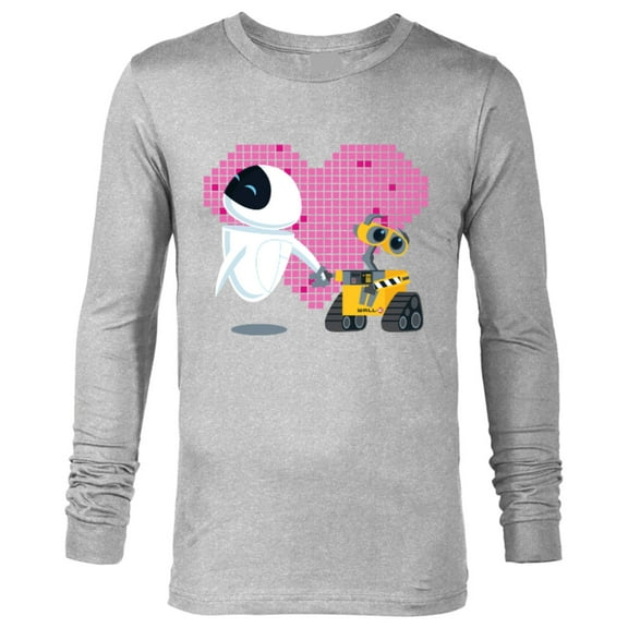 Disney Pixar Wall-E and Eve Geometric Heart T-Shirt - Long Sleeve T-Shirt for Men - Customized-Athletic Heather