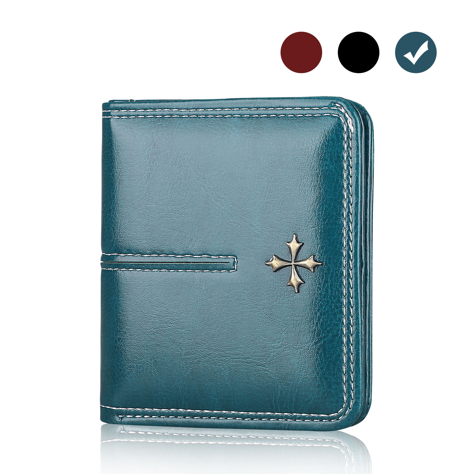 Cyanb Soft Leather Trifold Multi Card Holder Wallet Elegant Clutch Long Purse for Women Ladies 
