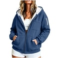 thumbnail image 2 of Hurxie Womens Casual Winter Warm Fleece Sherpa Lined Pullover Hooded Sweatshirt Navy,2XL, 2 of 7