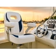 thumbnail image 2 of NORTHCAPTAIN Premium Pontoon Captain's Chair High Back Reclining Pontoon Bucket Boat Seat with Adjustable Armrests,White/Navy Blue, 2 of 5