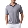 thumbnail image 5 of INSPIRE CHIC Men's Solid Color Lightweight Breathable Short Sleeved Casual Polo Shirt XL Gray, 5 of 5