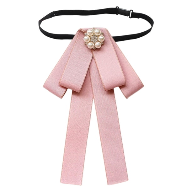 Corbata de lazo preanudada para mujer, elegante para eventos formales, versátil y sin arrugas. Rosa
