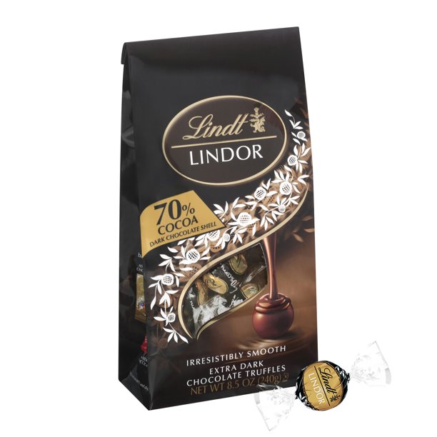 Lindt Lindor 70 Extra Dark Chocolate Candy Truffles, 8.5 oz. Bag
