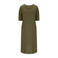 thumbnail image 4 of Ndbuld Robe d'Été Bohème pour Filles Robe de Soleil Mode Décontractée pour Femmes Col en V Couleur Unie Manches 3/4 avec Poches Robe Longue Liquidation à Moins de 5$, 4 of 6