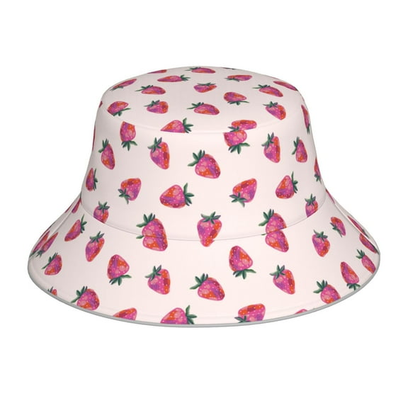 Balery Hand Drawn Strawberry Sun Hats for Men Women Bucket Hat UPF 50 Buckey Hat Boonie Hat Foldable UV Protection Hiking Beach Fishing Summer