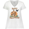 thumbnail image 3 of Inktastic Happy Halloween Kittens in a Pumpkin Women's Plus Size V-Neck T-Shirt, 3 of 5