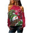 thumbnail image 4 of Mujeres moda Navidad sin tirantes impresión manga larga blusas sudadera Tops Pompotops  gfhjh10342, 4 of 5