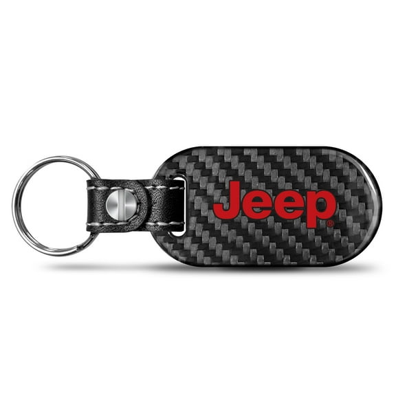 Jeep in Red Real Carbon Fiber Dog-Tag Style Key Chain