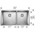 thumbnail image 2 of Blanco 443150 Quatrus 33" Undermount Double Basin Stainless Steel Kitchen Sink - Refined, 2 of 4
