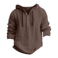 thumbnail image 5 of Linen Shirts for Men Lightweight Long Sleeve Shirts with Hood Loose Fit Breathable Boho Beach Linen Hoodie, 5 of 5