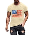 thumbnail image 2 of lcziwo Men's Gifts for Birthday! Mens 4th of July Shirt Casual Crewneck Short Sleeve Summer Tops Fashion American Flag Graphic Tee Shirts Cotton Pullover Beige XL, 2 of 6