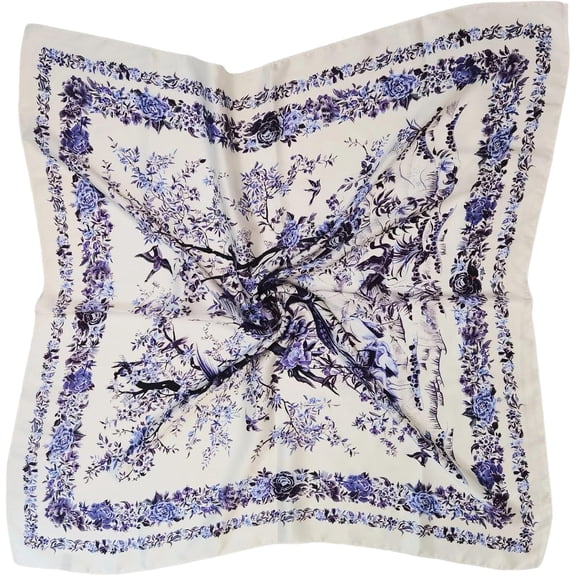 WEIFEI-Silk Like Scarf Women's Fashion Pattern Large Square Satin Headscarf 27 x 27inches