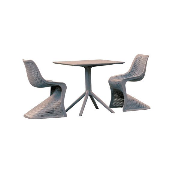 Luxury Commercial Living 3-Piece Charcoal Gray Outdoor Patio Dining Set 33.5"