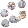 thumbnail image 6 of Ccpelsie Girls Dress Shoes Mary Jane Flower Wedding Party Bridesmaids Shoes Glitter Princess Ballet Flats for Kid Toddler(Silver,6.5), 6 of 9