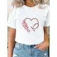 thumbnail image 1 of Cadeau de Saint-Valentin pour Infirmière - T-Shirt Décontracté pour Femmes avec Design Cœur & Stéthoscope - Respirant, Confortable, Manches Courtes Col Rond - Idéal pour Activités Extérieures & Voyages, 1 of 5