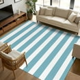 thumbnail image 3 of Aqua Striped 5x8 Area Rugs, Farmhouse Modern Turquoise Stripes Non-Skid Rubber Backing Large Rectangle Rugs - Living Room Bedroom Home Office, Indoor Floor Mat Carpets Washable Rug, 3 of 9