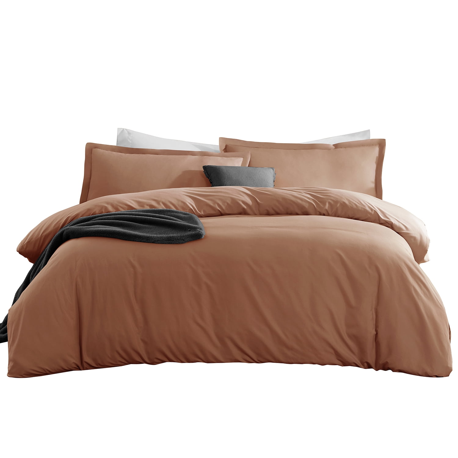 LammaLoe California King Duvet Cover Set, Luxury Microfiber Bedding Sets with 2 Pillow Shams, Rust