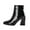 Black, variant on Lovskoo 2024 Ankle Boots for Women Leather Wedding Dress Shoes Chunky Stacked Heel Pointed Toe Large Size High Heel Zipper Mirror Short Booties Black