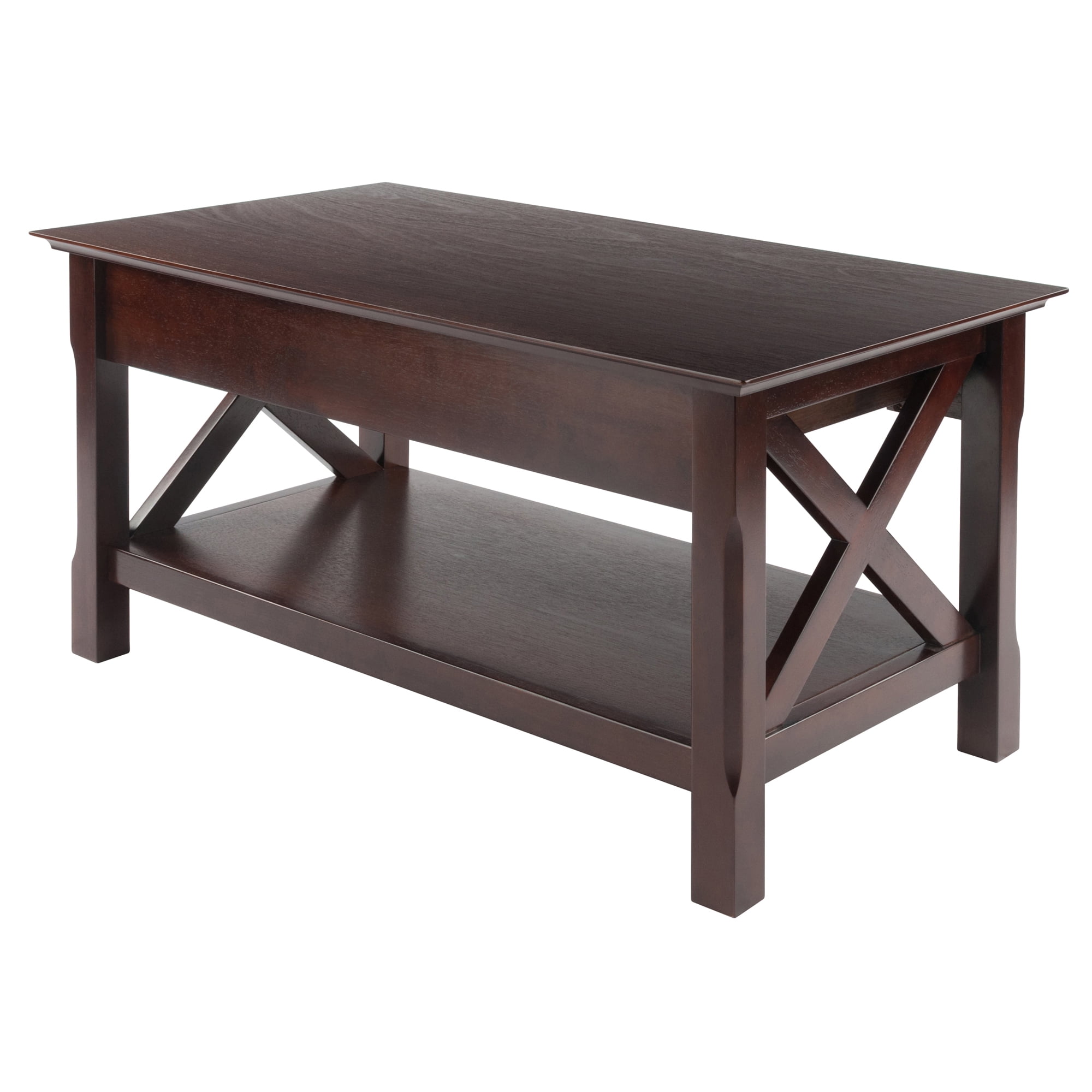 Winsome Wood Xola X Panel Coffee Table with Drawers, Cappuccino