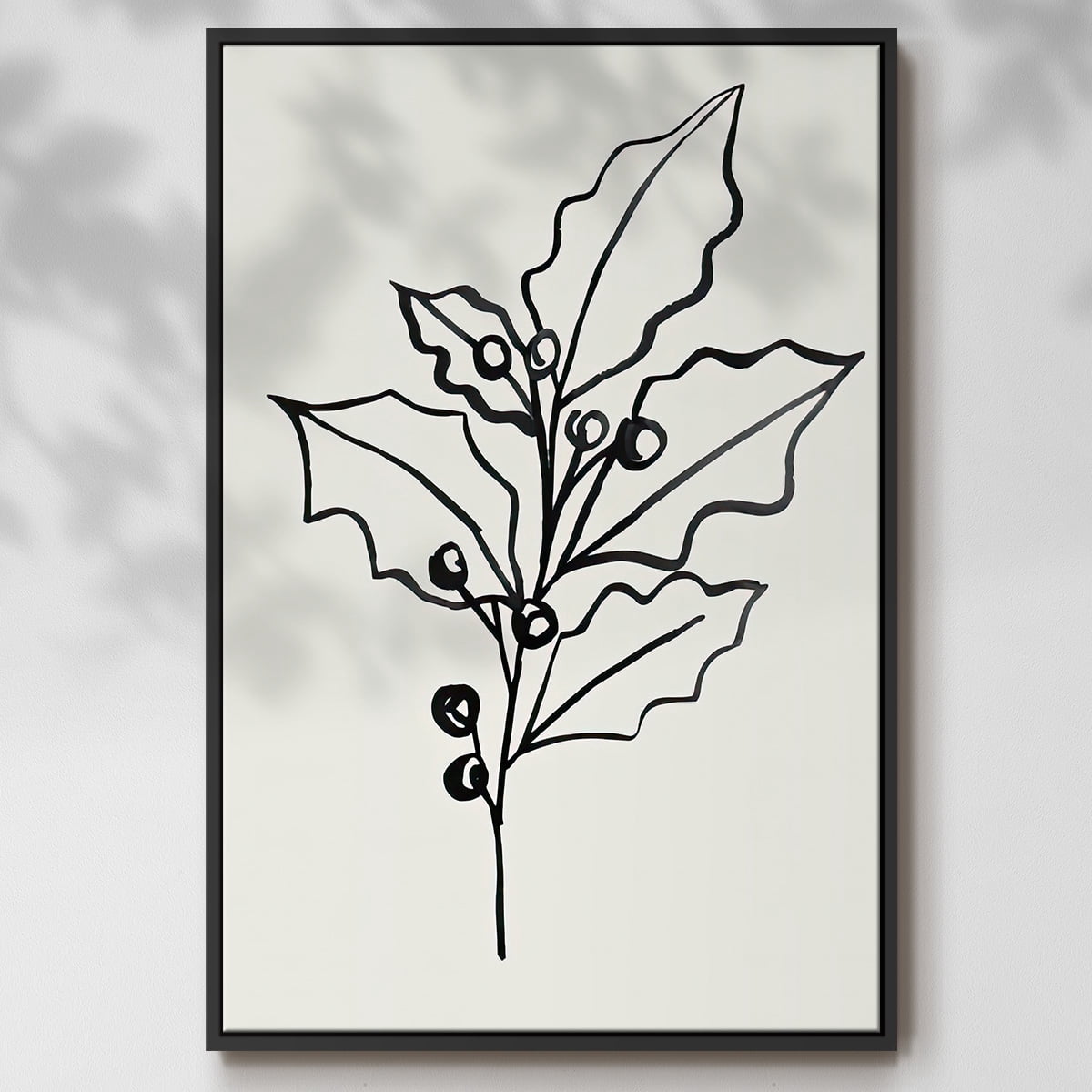 Evergreen Ink II - Framed Gallery Wrapped Holiday Canvas - 17 x 25 - Black Frame