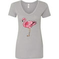 thumbnail image 3 of Inktastic Pink Flamingo Women's V-Neck T-Shirt, 3 of 5