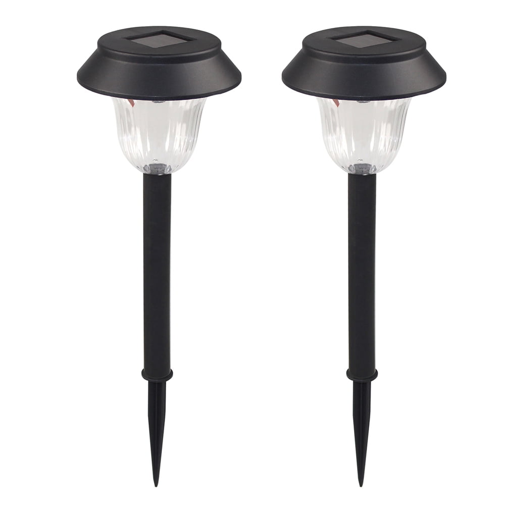 2 Pack Solar Garden Lights Outdoor White LED Pathway Lamp Garden