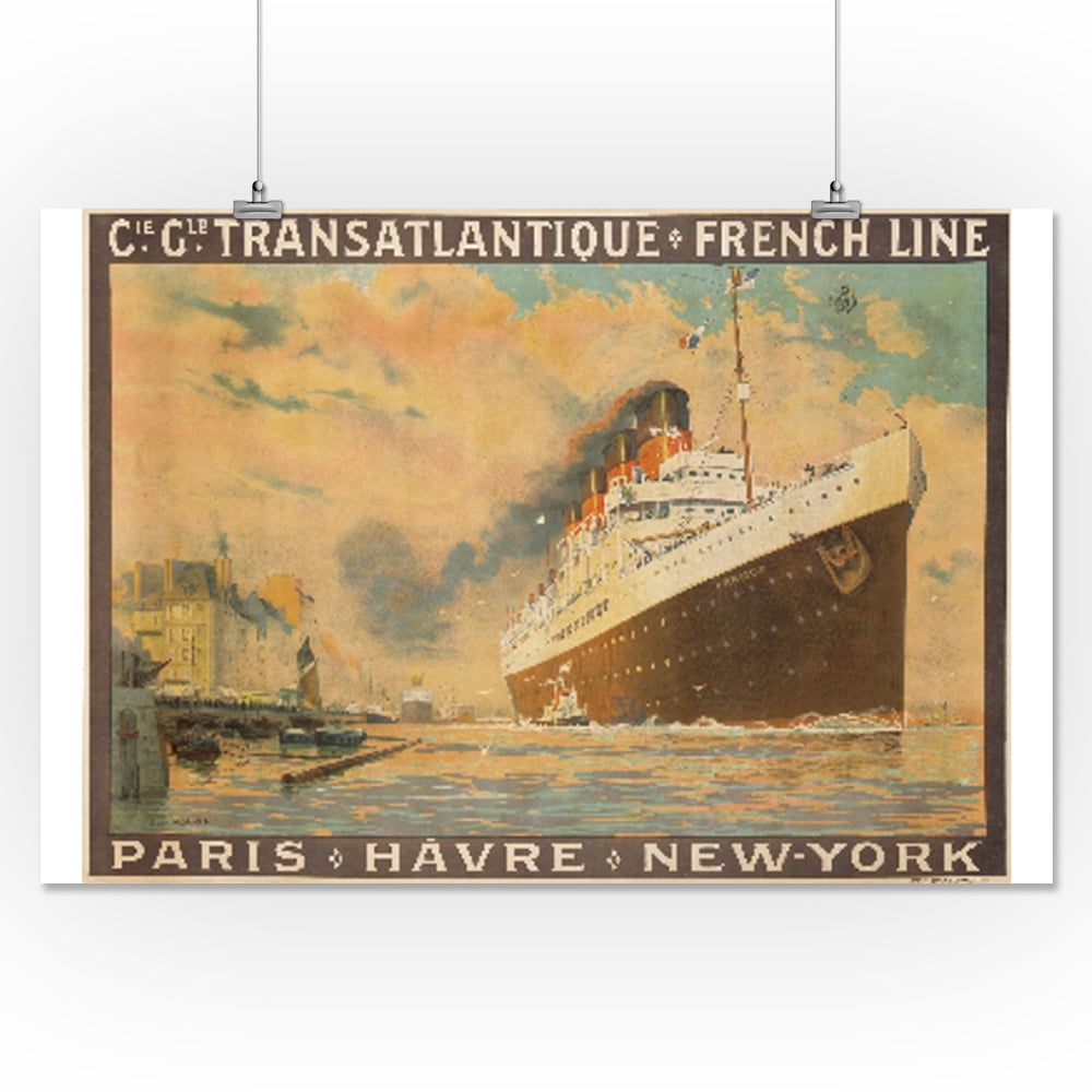Transatlantique French Line 24/" x36/" Art on Canvas Vintage Travel Art