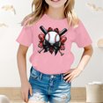 thumbnail image 2 of YUEHUA Girls T-Shirt 8 Summer Boys Girls and Children's Short Sleeved Baseball Patterned Casual Loose Fitting Short Sleeved T Shirt, Size 8-9 Years, 2 of 6