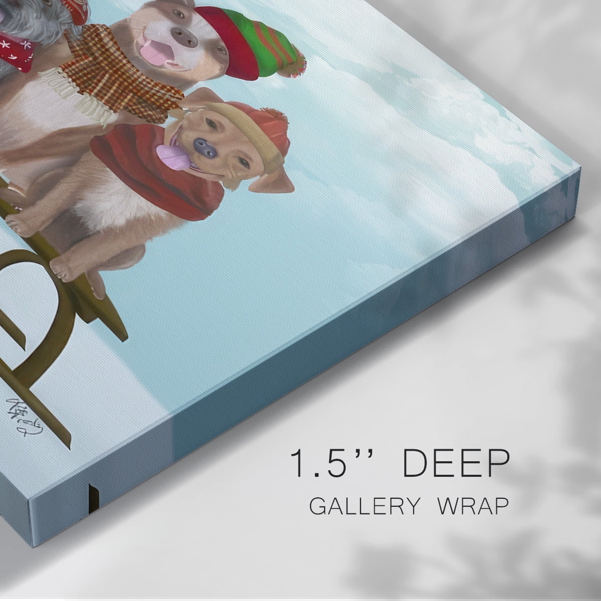 Christmas Mutt Sled- Gallery Wrapped Canvas