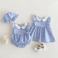 thumbnail image 3 of Body Floral con sombrero para niñas, ropa de verano para bebés, cuello Peter Pan, vestido de una pieza para niñas, traje de hermana, 3 of 6