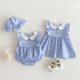 thumbnail image 3 of Body Floral con sombrero para niñas, ropa de verano para bebés, cuello Peter Pan, vestido de una pieza para niñas, traje de hermana, 3 of 6