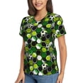 thumbnail image 2 of Fuzoiu Soccer1 Print Women's Classic V-Neck T-Shirt, Short Sleeve V Neck Tees for Casual Everyday Wear,Casual Fit Tee,Summer Fashion Tops-Medium, 2 of 5