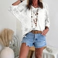 thumbnail image 2 of Crochet Cover Up Tops for Women Summer Short Sleeve Hollow Out Sweater Shirts Boho Beach Swimsuit Coverups, 2 of 8