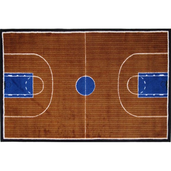 Fun Rugs Rectangle Multi-Colored Basketball Court Nylon Kids Rug