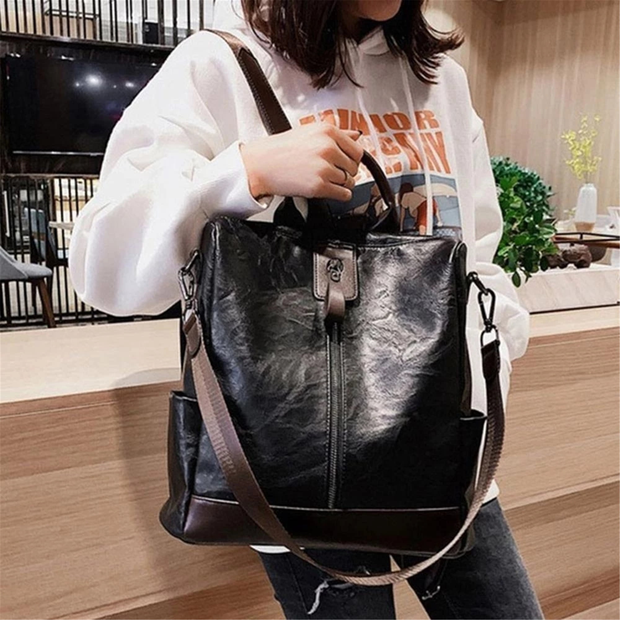 Sexy Dance 2Pcs Women School Backpack Purse Checkered Shoulder Handbag Chic Tote  Work Bag Anti-Theft Rucksack Daypack with Inner Pouch Wallet 