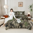 thumbnail image 4 of Feelyou Rustic Deer Print Queen Comforter Set, Branches Plant Botanical Bedding Sets, Green Lodge Cabin Reversible Bedding Comforter Set, Microfiber Bedroom Decor, 3 Pieces, 4 of 8