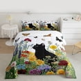 thumbnail image 2 of Homewish Lovely Black Kitten Bedding Comforter Set,Retro Rustic Flower Twin Comforter Sets,Country Butterfly Bedding Set For Girls Boys,Luxury Bedroom Decor Reversible,2-Piece, 2 of 8