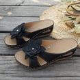 thumbnail image 5 of Modisza Women Orthopedic Wedge Floral Sandals Wide Width Comfortable Beach Slides Summer Dressy Slippers Walking Shoes size 6.5 Black, 5 of 7