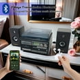 thumbnail image 4 of LoopTone Vinyl Record Player with Dual 15W External Speakers 10 in 1 3 Speed Bluetooth Vintage Turntable CD Cassette Player AM/FM Radio USB Recorder Aux-in RCA Line-Out, 4 of 7